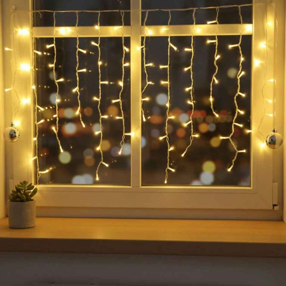 ORBUS Perde LED Işık – 125 LED Sarı Işık, USB Girişli, Dekoratif Işık