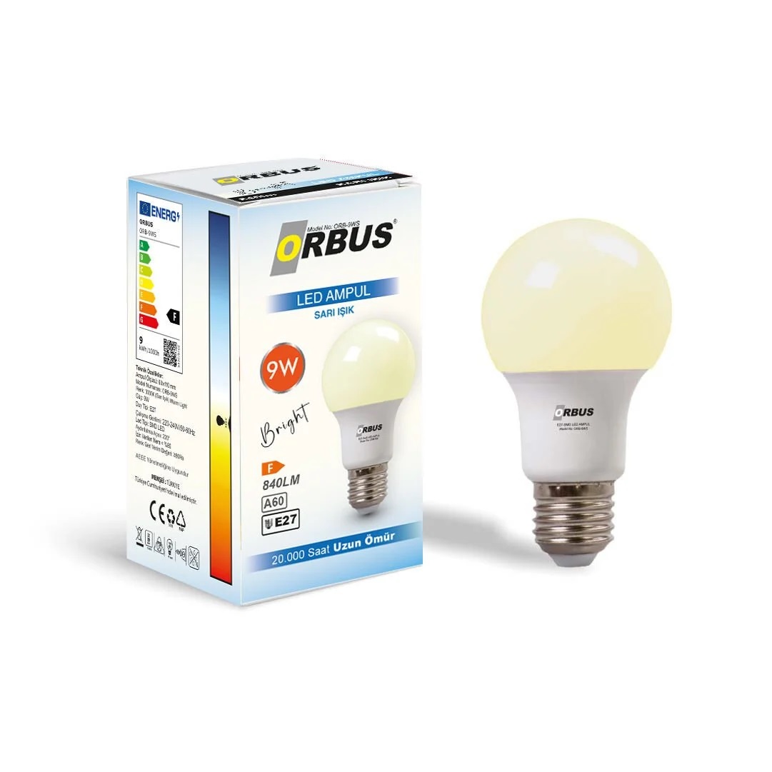 9 WATT LED AMPUL SARI IŞIK E27 DUY
