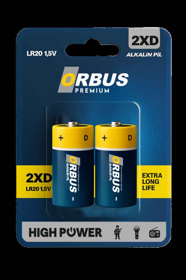 Orbus D Boy Büyük Boy LR20 Alkalin Pil – 1.5V
