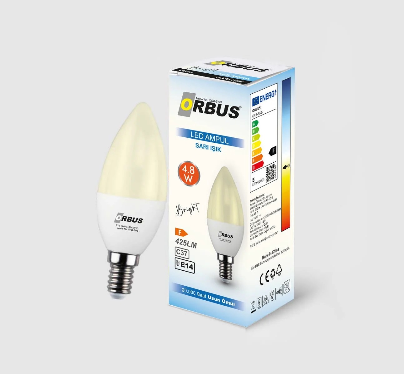 4.8 WATT LED AMPUL SARI IŞIK E14 DUY